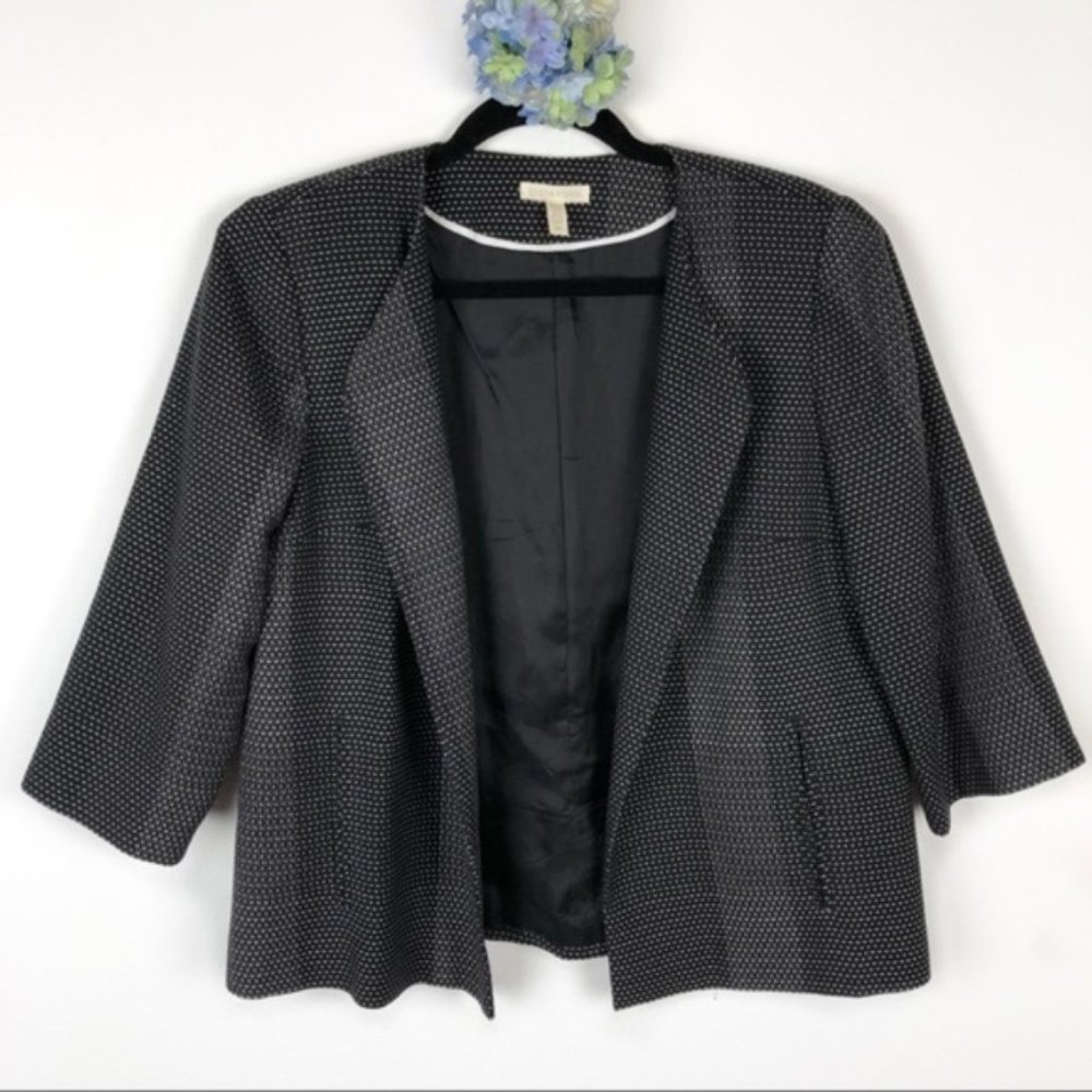 Eileen Fisher Tweed Open Front 3/4 Sleeve Blazer S